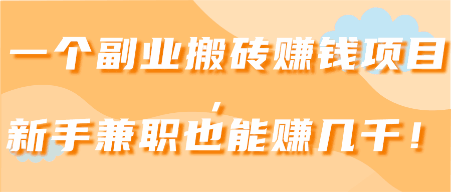 一个副业搬砖赚钱项目，新手兼职也能赚几千！【视频教程】-猎天资源库