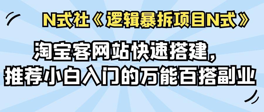 倪尔昂逻辑暴拆项目N式之14：淘宝客网站快速搭建，推荐小白入门的万能百搭副业-猎天资源库