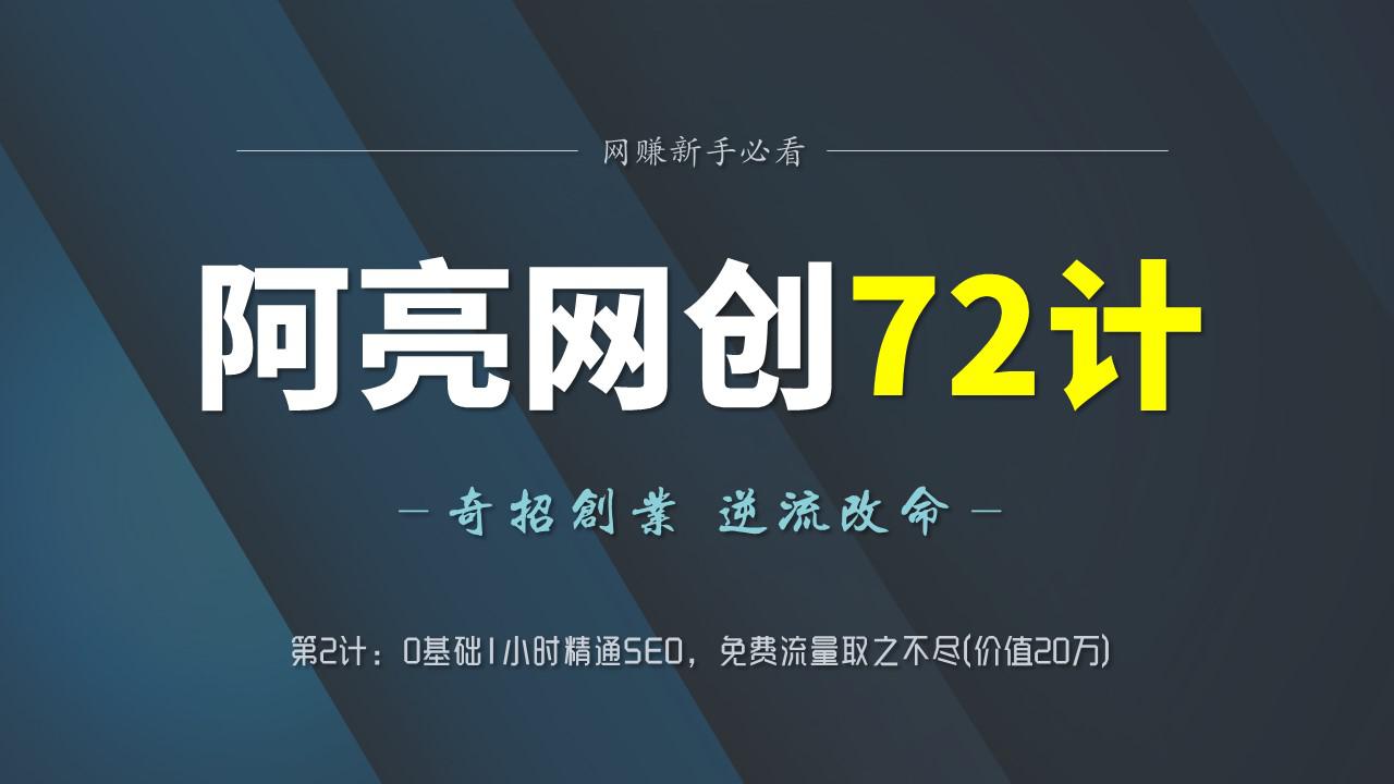 阿亮网创72计第2计：0基础1小时精通SEO，免费流量取之不尽(价值20万)-猎天资源库