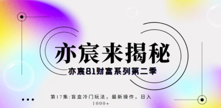 亦宸财富81系列第2季第17集：盲盒冷门玩法，最新操作，日入1000+-猎天资源库