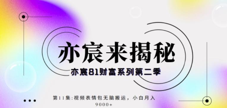 亦宸财富81系列第2季第11集：视频表情包无脑搬运，小白月入9000+-猎天资源库