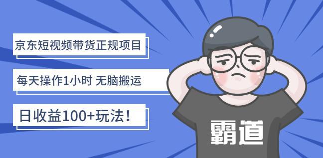 京东短视频带货正规项目：每天操作1小时无脑搬运日收益100+玩法-猎天资源库