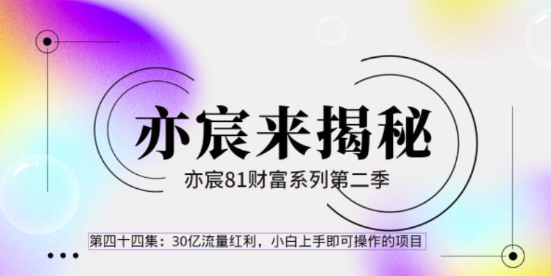 亦财富81系列第2季第43集：30亿流量红利，小白上手即可操作的极简项目【视频课程】-猎天资源库