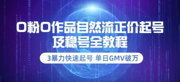 0粉0作品自然流正价起号及稳号全教程：3暴力快速起号单日GMV破万-价值2980-猎天资源库