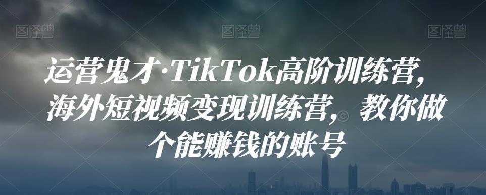 TikTok高阶训练营，海外短视频变现训练营，教你做个能赚钱的账号-猎天资源库