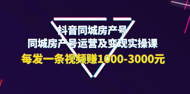 抖音同城房产号，同城房产号运营及变现实操课，每发一条视频赚1000-3000元-猎天资源库