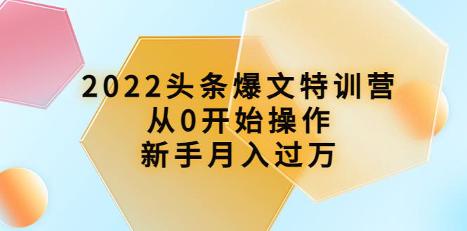 2022头条爆文特训营：从0开始操作，新手月入过万（16节课时）-猎天资源库