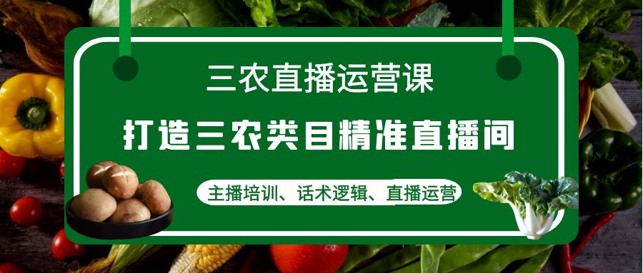 三农直播运营课：打造三农类目精准直播间，主播培训、话术逻辑、直播运营-猎天资源库