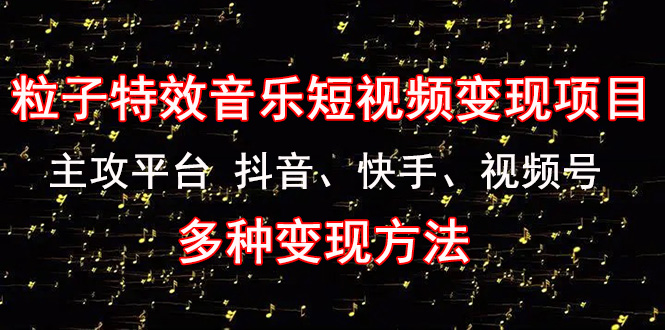 《粒子特效音乐短视频变现项目》主攻平台 抖音、快手、视频号 多种变现方法-猎天资源库