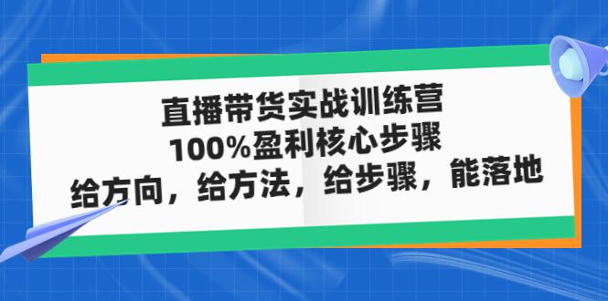 直播带货实战训练营：100%盈利核心步骤，给方向，给方法，给步骤，能落地-猎天资源库