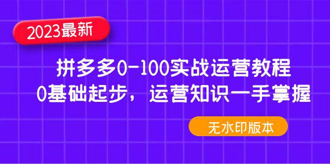 2023年拼多多0-100实战运营教程，0基础起步，运营知识一手掌握（无水印）-猎天资源库