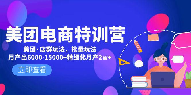 美团电商特训营：美团·店群玩法，无脑铺货月产出6000-15000+精细化月产2w+-猎天资源库