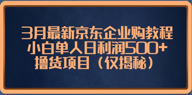 3月最新京东企业购教程，小白单人日利润500+撸货项目（仅揭秘）-猎天资源库