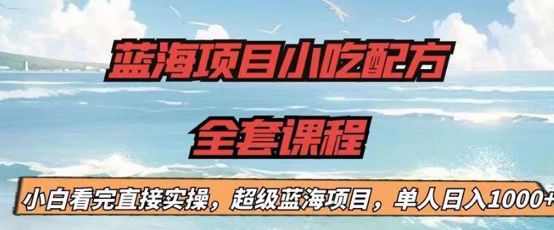 蓝海项目小吃配方全套课程，小白看完直接实操，单人日入1000+【揭秘】-猎天资源库