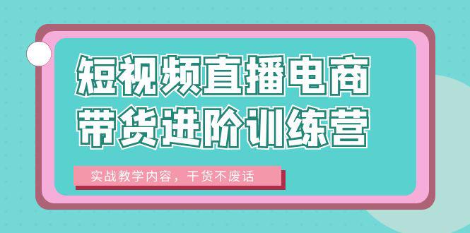 短视频直播电商带货进阶训练营：实战教学内容，干货不废话！-猎天资源库