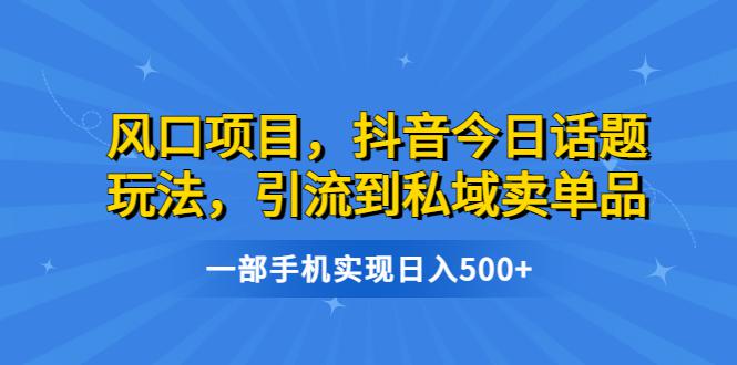 抖音今日话题玩法，轻松引流到私域卖单品，实现日入500-猎天资源库