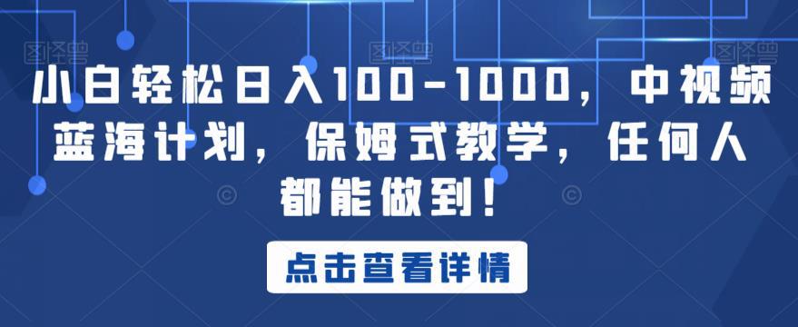 从零开始，轻松日入100-1000！中视频蓝海计划，保姆式教学揭秘！-猎天资源库