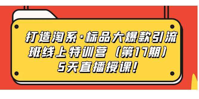 【爆款引流特训营】打造淘系标品热销班，5天直播授课带你引爆销量！-猎天资源库