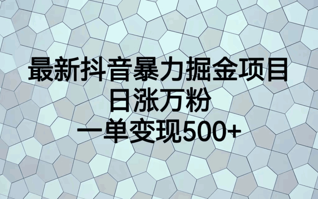 最火热的抖音暴力掘金项目，日涨万粉，多种变现方式，一单变现可达500+-猎天资源库