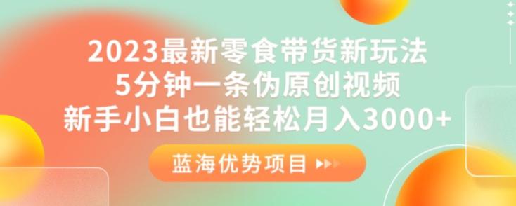 2023最新零食带货新玩法，5分钟一条伪原创视频，新手小白也能轻松月入3000+【揭秘】-猎天资源库