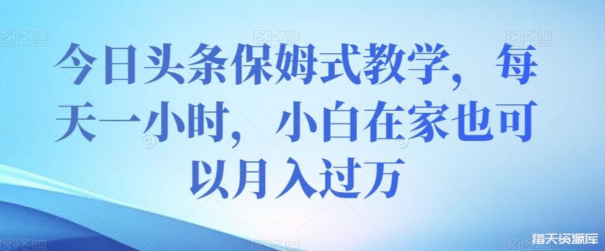 今日头条保姆式教学，小白在家每天一小时月入过万【视频教程】-猎天资源库