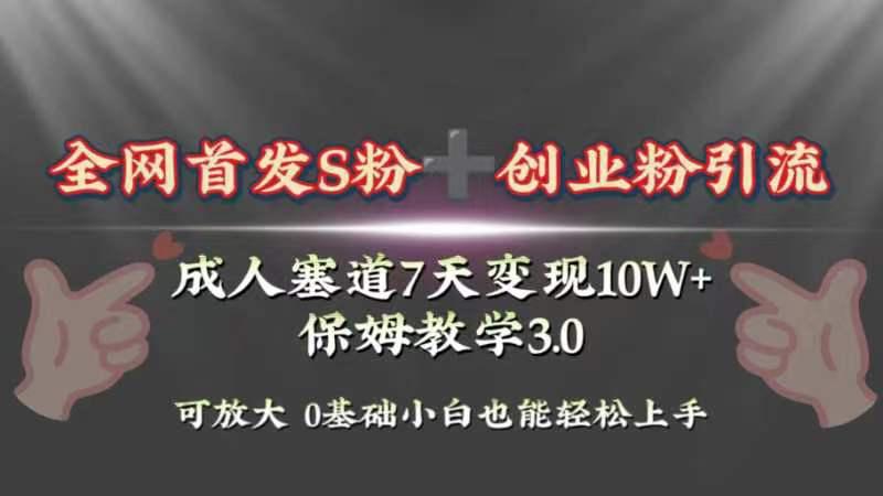 暴力引流玩法揭秘！7天成人赛道10W+变现，轻松上手！保姆3.0-猎天资源库