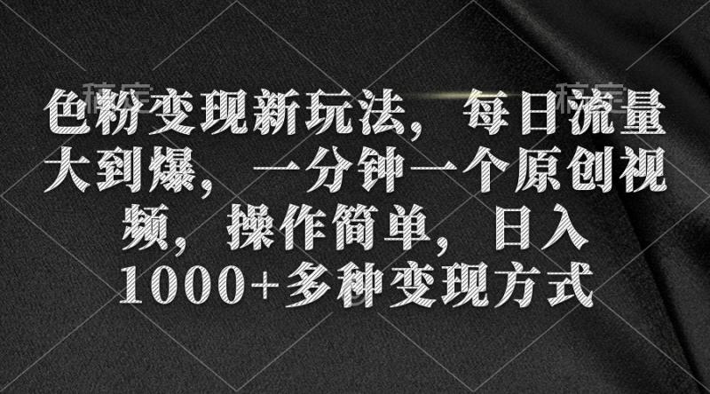 色粉变现新玩法，每日流量大到爆，一分钟一个原创视频，操作简单，日入1千-猎天资源库