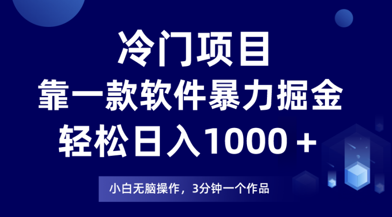 冷门项目，靠一款软件暴力掘金日入1000＋，小白轻松上手第二天见收益-猎天资源库