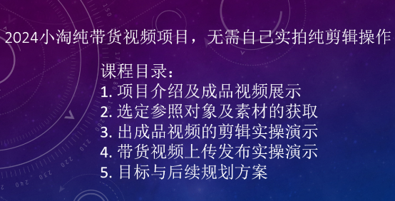 2024小淘学社纯带货视频项目，无需自己实拍纯剪辑操作-猎天资源库