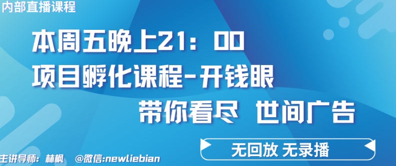 4.26日内部回放课程《项目孵化-开钱眼》赚钱的底层逻辑【揭秘】-猎天资源库