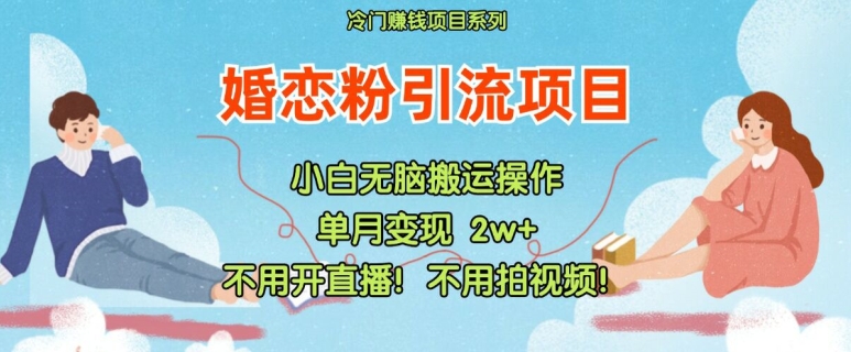 小红书婚恋粉引流，不用开直播，不用拍视频，不用做交付【揭秘】-猎天资源库