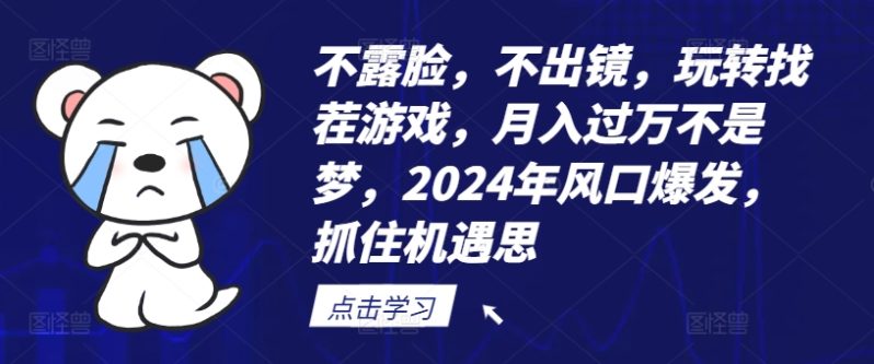 不露脸，不出镜，玩转找茬游戏，月入过万不是梦，2024年风口爆发，抓住机遇【揭秘】-猎天资源库