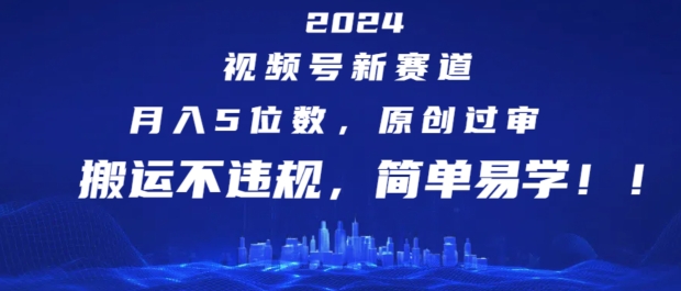 2024视频号新赛道，月入5位数+，原创过审，搬运不违规，简单易学【揭秘】-猎天资源库