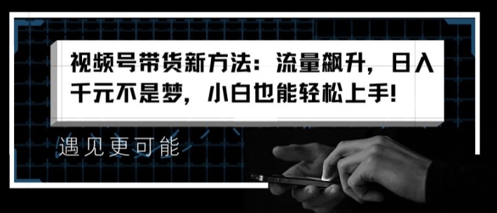 视频号带货新方法：流量飙升，日入千元不是梦，小白也能轻松上手【揭秘】-猎天资源库