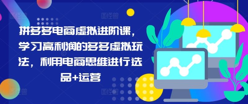 拼多多电商虚拟进阶课，学习高利润的多多虚拟玩法，利用电商思维进行选品+运营-猎天资源库