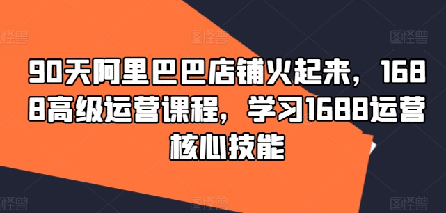 90天阿里巴巴店铺火起来，1688高级运营课程，学习1688运营核心技能-猎天资源库