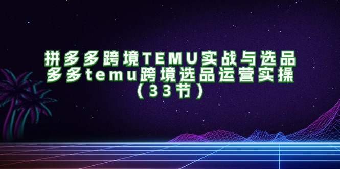 拼多多跨境TEMU实战与选品，多多temu跨境选品运营实操（33节）-猎天资源库