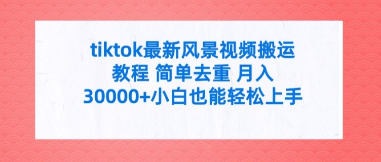 TIKTOK最新风景视频搬运教程 简单去重 月入3W+小白也能轻松上手【揭秘】-猎天资源库