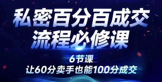 私密百分百成交流程线上训练营，绝对成交，让60分卖手也能100分成交-猎天资源库