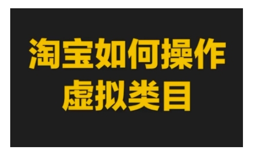 淘宝如何操作虚拟类目，淘宝虚拟类目玩法实操教程-猎天资源库