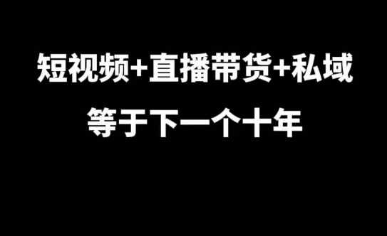 短视频+直播带货+私域等于下一个十年，大佬7年实战经验总结-猎天资源库