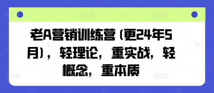 老A营销训练营(更24年12月)，轻理论，重实战，轻概念，重本质-猎天资源库