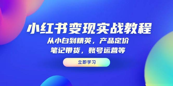 小红书变现实战教程：从小白到精英，产品定价，笔记带货，账号运营等-猎天资源库