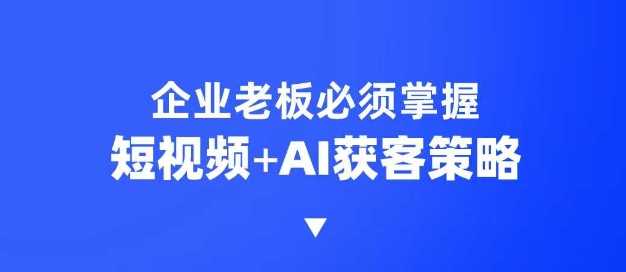 企业短视频AI获客霸屏流量课，6步短视频+AI突围法，3大霸屏抢客策略-猎天资源库