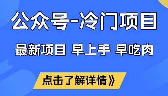 公众号冷门赛道，早上手早吃肉，单月轻松稳定变现1W【揭秘】-猎天资源库